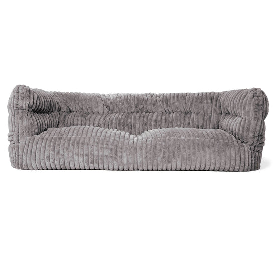 Canapé Pouf Louis 3 places - Velours Côtelé Ultra Pelucheux Gris 01
