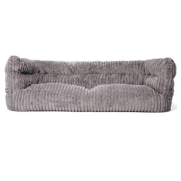 Canapé Pouf Louis 3 places - Velours Côtelé Ultra Pelucheux Gris 01