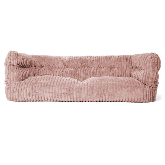 Canapé Pouf Louis 3 places - Velours Côtelé Ultra Pelucheux Rose Pastel 01