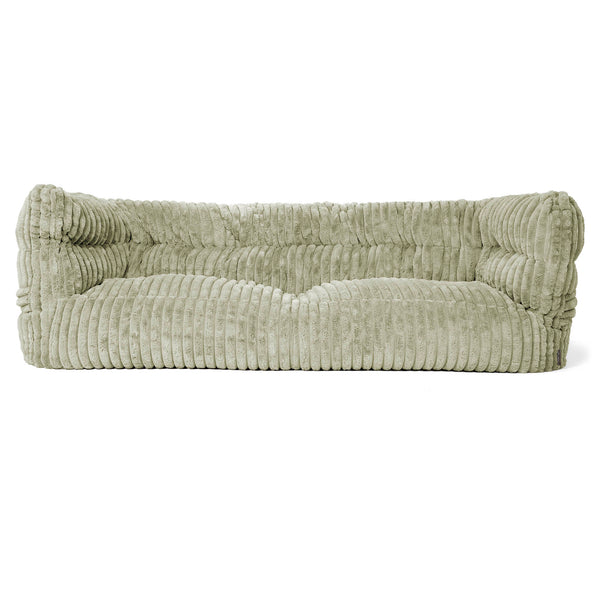 Canapé Pouf Louis 3 places - Velours Côtelé Ultra Pelucheux Vert Sauge 01