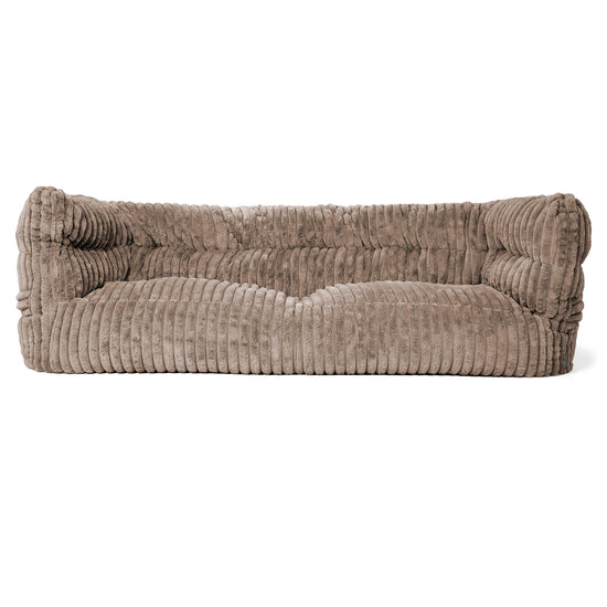 Canapé Pouf Louis 3 places - Velours Côtelé Ultra Pelucheux Vison 01