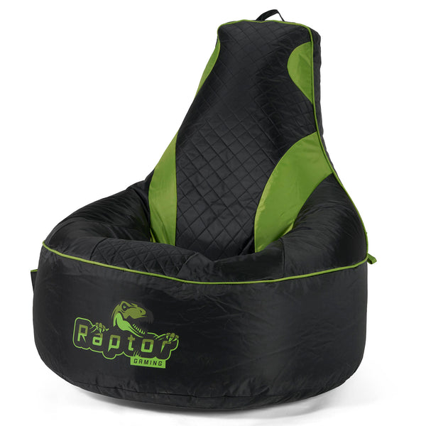 Fauteuil Gaming Pouf Matelassé - Noir / Vert 01