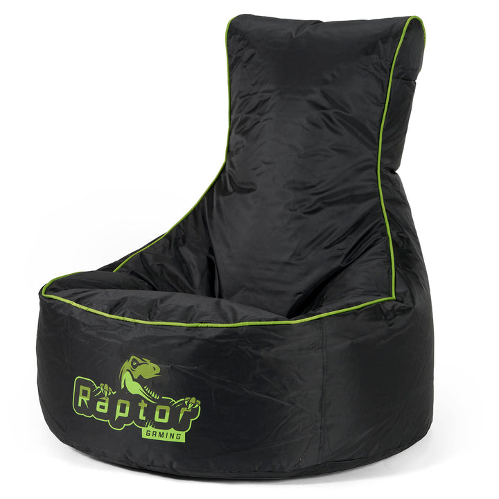 Fauteuil Gaming Pouf Style Siège Auto - Noir / Vert 01