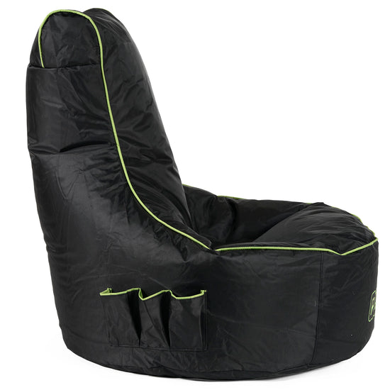 Fauteuil Gaming Pouf Style Siège Auto - Noir / Vert 03