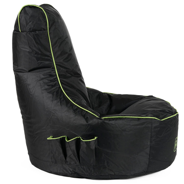 Fauteuil Gaming Pouf Style Siège Auto - Noir / Vert 03