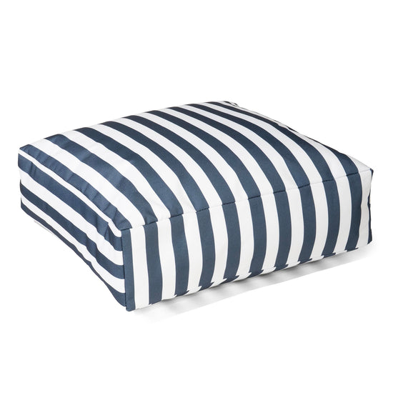 Grand Coussin de Sol Extérieur - Rayures Bleu Marine 01