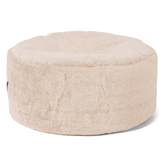 Grand Repose-pied Rond - Fausse Fourrure Lapin Blanc 01