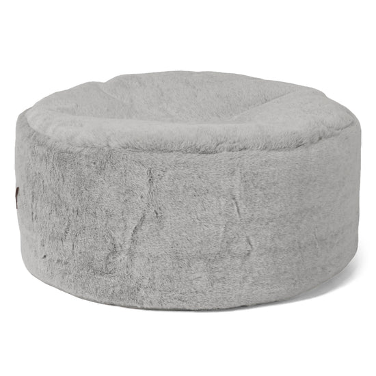 Grand Repose-pied Rond - Fausse Fourrure Lapin Gris clair 01