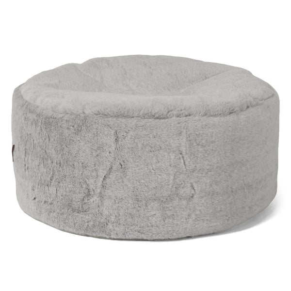 Grand Repose-pied Rond - Fausse Fourrure Lapin Gris clair 01