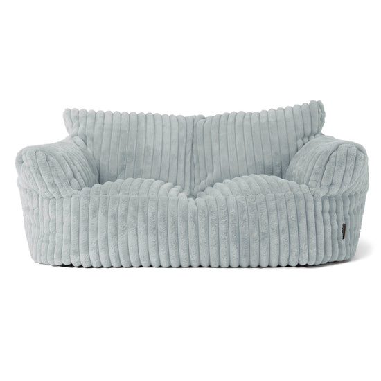 Joséphine Canapé Pouf - Velours Côtelé Ultra Pelucheux Bleu Dragé 01