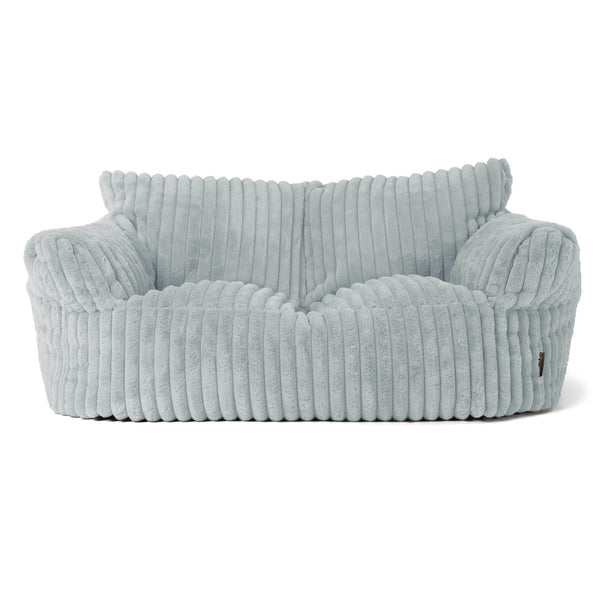 Joséphine Canapé Pouf - Velours Côtelé Ultra Pelucheux Bleu Dragé 01