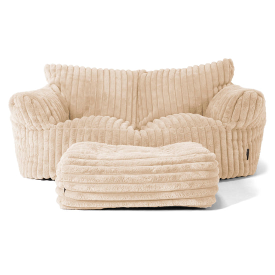 Joséphine Canapé Pouf - Velours Côtelé Ultra Pelucheux Crème 02