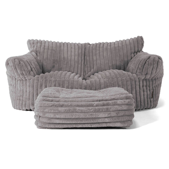 Joséphine Canapé Pouf - Velours Côtelé Ultra Pelucheux Gris 02