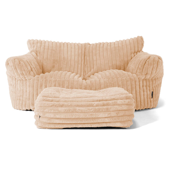 Joséphine Canapé Pouf - Velours Côtelé Ultra Pelucheux Pêche 02