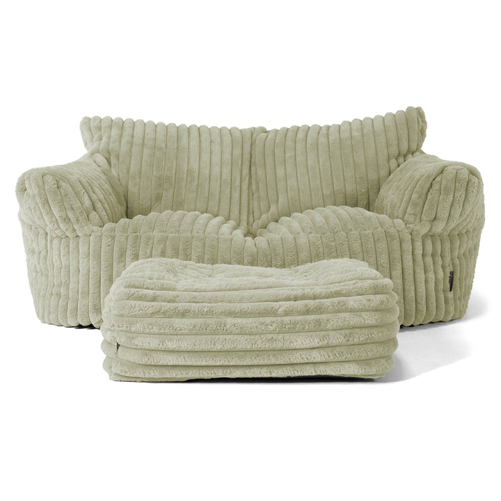 Joséphine Canapé Pouf - Velours Côtelé Ultra Pelucheux Vert Sauge 02