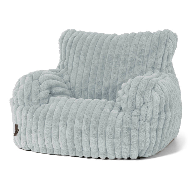 Joséphine Pouf Fauteuil Design - Velours Côtelé Ultra Pelucheux Bleu Dragé 01