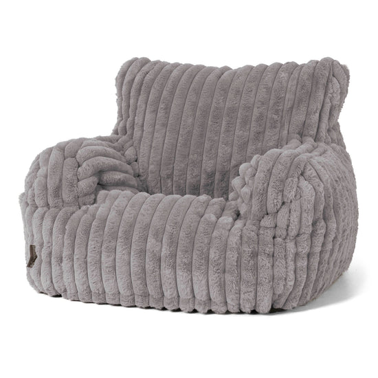 Joséphine Pouf Fauteuil Design - Velours Côtelé Ultra Pelucheux Gris 01