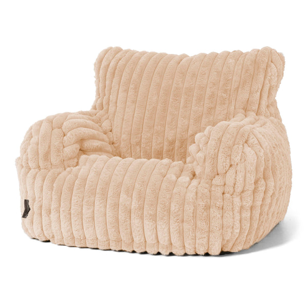 Joséphine Pouf Fauteuil Design - Velours Côtelé Ultra Pelucheux Pêche 01