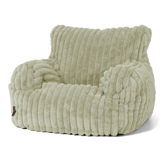 Joséphine Pouf Fauteuil Design - Velours Côtelé Ultra Pelucheux Vert Sauge 01