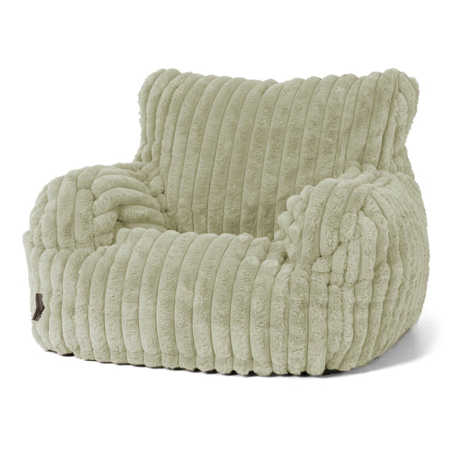 Joséphine Pouf Fauteuil Design - Velours Côtelé Ultra Pelucheux Vert Sauge 01