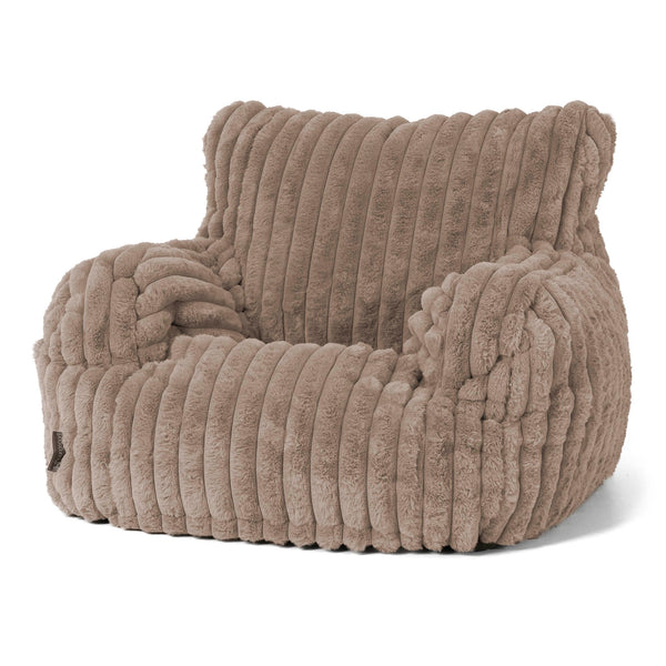 Joséphine Pouf Fauteuil Design - Velours Côtelé Ultra Pelucheux Vison 01