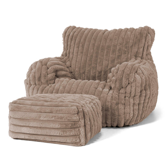 Joséphine Pouf Fauteuil Design - Velours Côtelé Ultra Pelucheux Vison 02