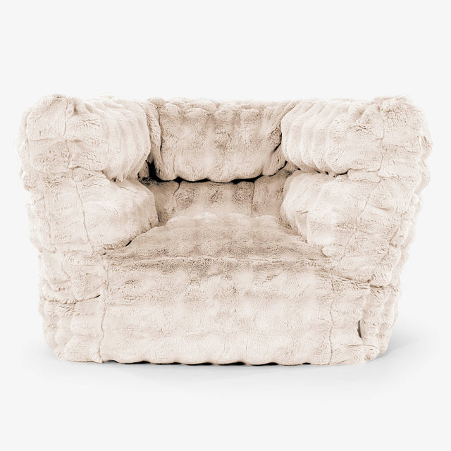 Louis Pouf Fauteuil Design - Fausse Fourrure à Bulles Crème 01