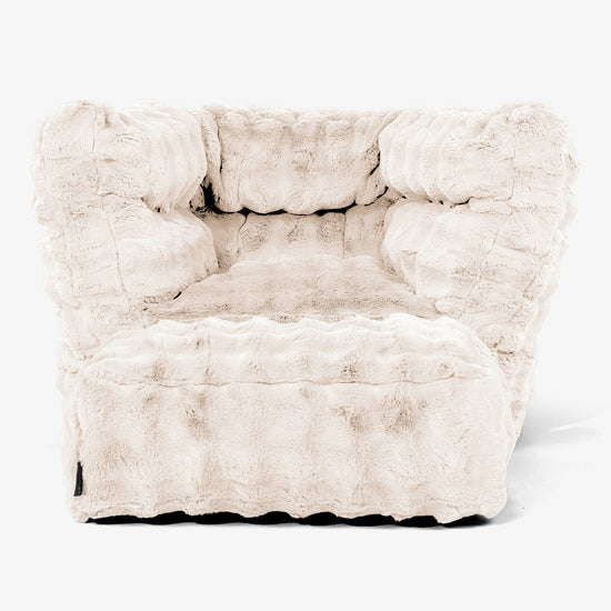 Louis Pouf Fauteuil Design - Fausse Fourrure à Bulles Crème 02