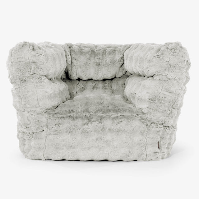 Louis Pouf Fauteuil Design - Fausse Fourrure à Bulles Vert Sauge 01