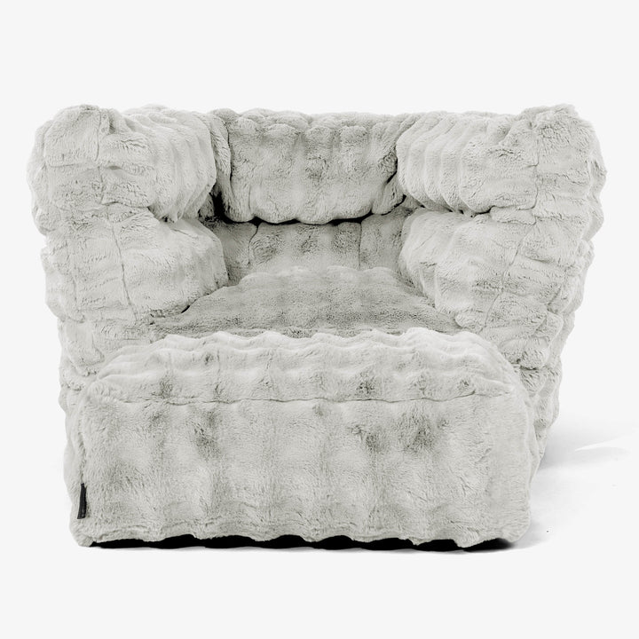 Louis Pouf Fauteuil Design - Fausse Fourrure à Bulles Vert Sauge 02