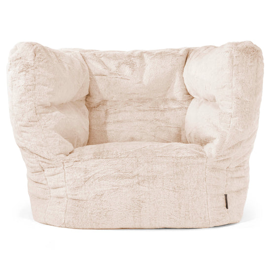 Louis Pouf Fauteuil Design - Fausse Fourrure Lapin Blanc 01
