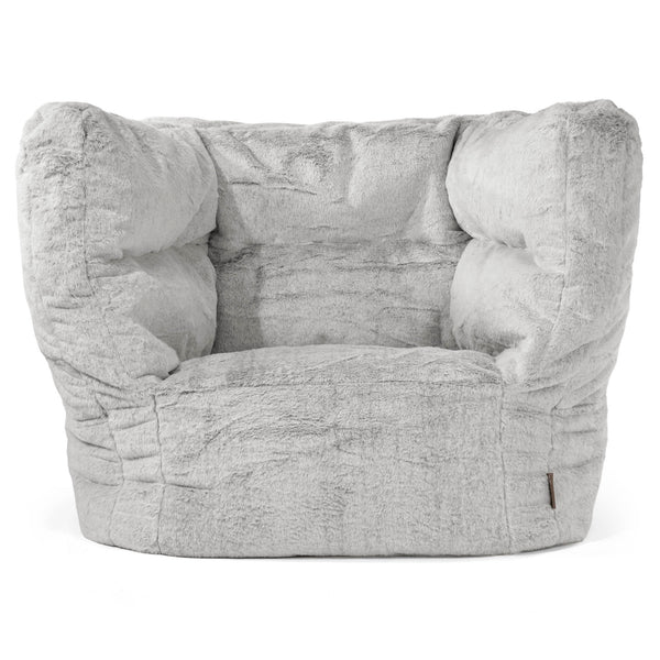 Louis Pouf Fauteuil Design - Fausse Fourrure Lapin Gris clair 01