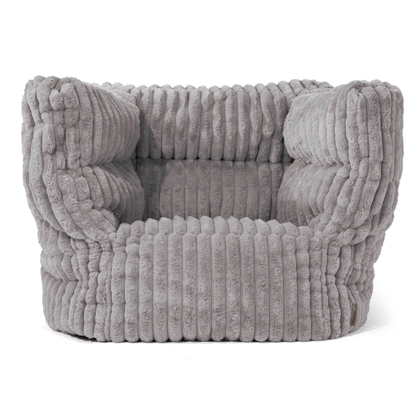 Louis Pouf Fauteuil Design - Velours Côtelé Ultra Pelucheux Gris 01