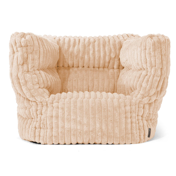 Louis Pouf Fauteuil Design - Velours Côtelé Ultra Pelucheux Pêche 01