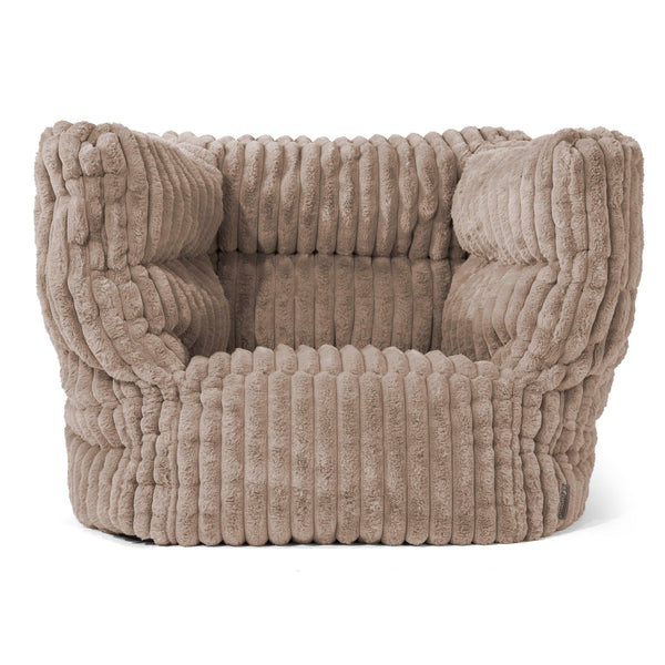 Louis Pouf Fauteuil Design - Velours Côtelé Ultra Pelucheux Vison 01