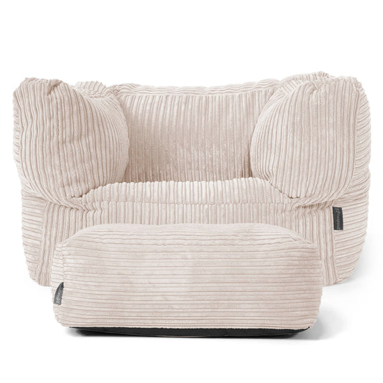Albert Pouf Fauteuil Design - Côtelé Ivoire 02