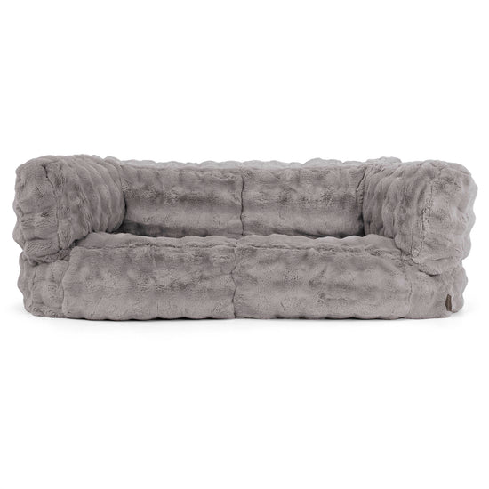 Canapé Pouf Albert 2 places - Fausse Fourrure à Bulles Gris 01