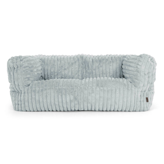 Canapé Pouf Albert 2 places - Velours Côtelé Ultra Pelucheux Bleu Dragé 01