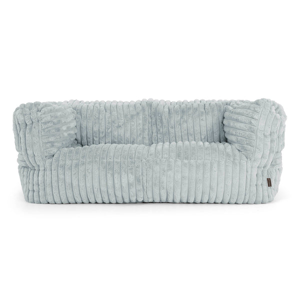 Canapé Pouf Albert 2 places - Velours Côtelé Ultra Pelucheux Bleu Dragé 01