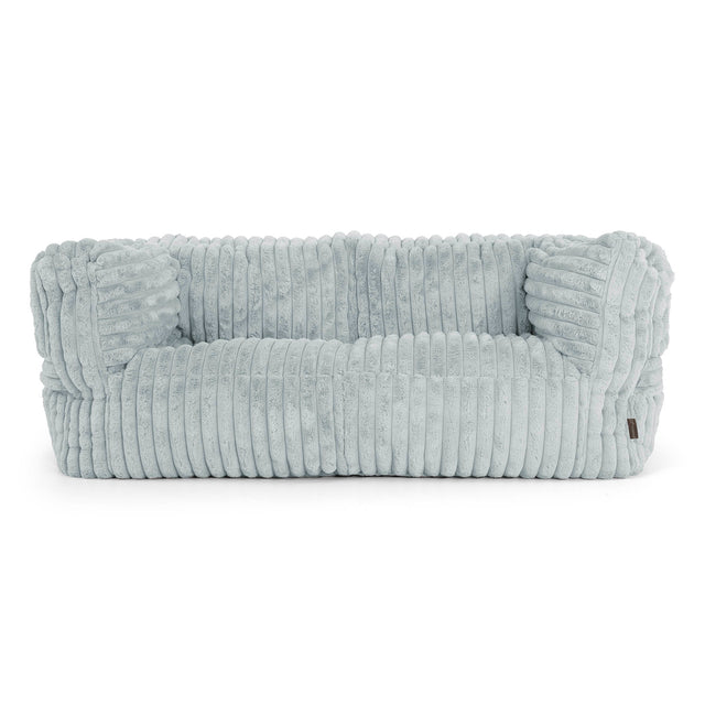 Canapé Pouf Albert 2 places - Velours Côtelé Ultra Pelucheux Bleu Dragé 01