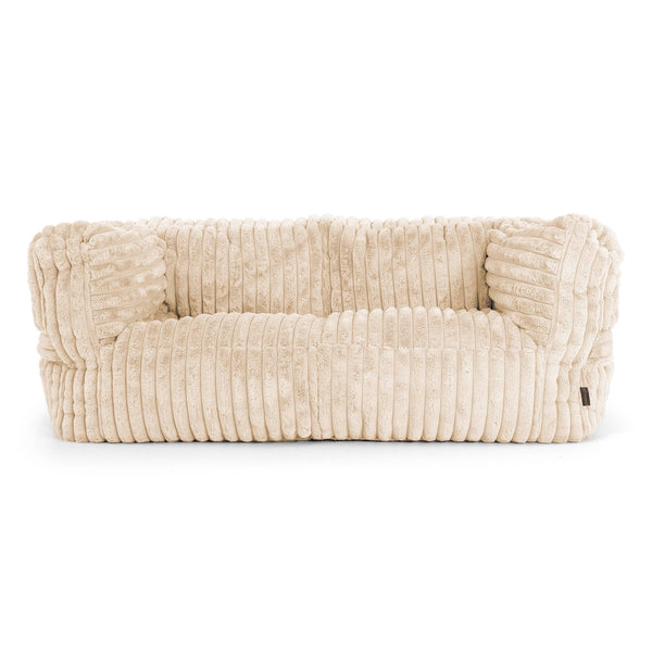 Canapé Pouf Albert 2 places - Velours Côtelé Ultra Pelucheux Crème 01