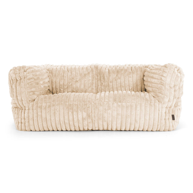 Canapé Pouf Albert 2 places - Velours Côtelé Ultra Pelucheux Crème 01