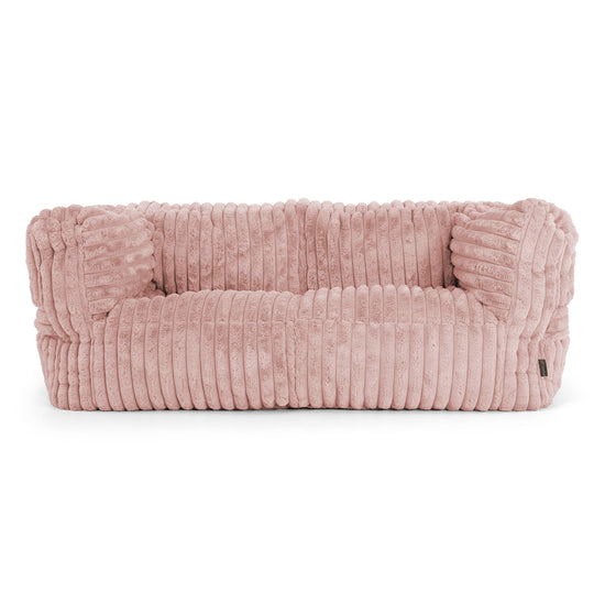 Canapé Pouf Albert 2 places - Velours Côtelé Ultra Pelucheux Rose Pastel 01