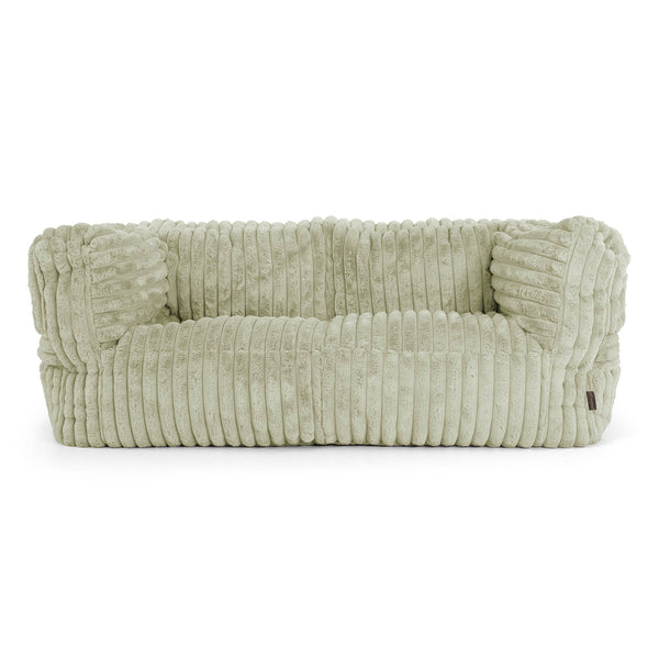 Canapé Pouf Albert 2 places - Velours Côtelé Ultra Pelucheux Vert Sauge 01