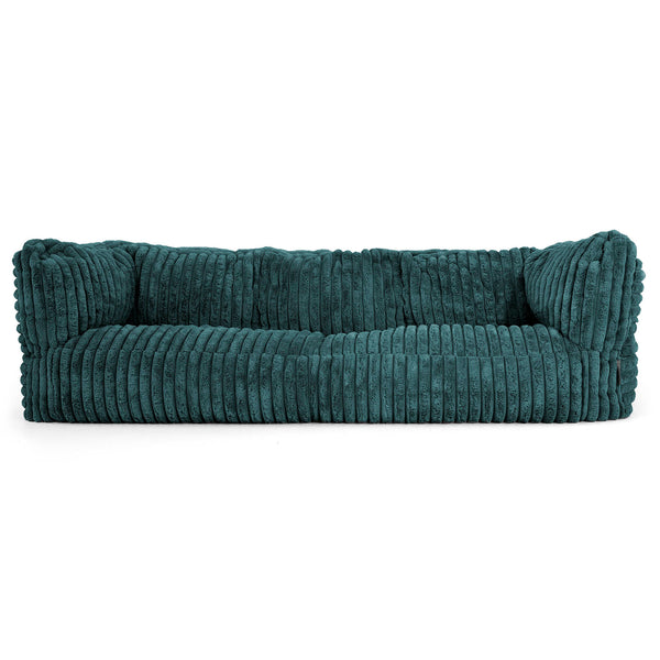 Canapé Pouf Albert 3 places - Velours Côtelé Ultra Pelucheux Bleu Canard 01