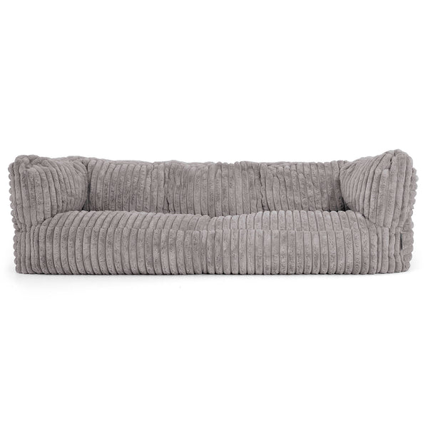 Canapé Pouf Albert 3 places - Velours Côtelé Ultra Pelucheux Gris 01