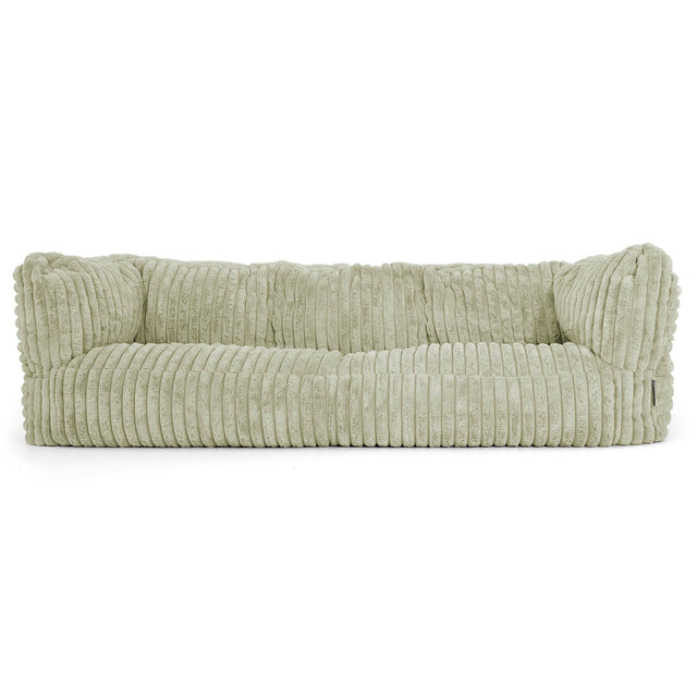 Canapé Pouf Albert 3 places - Velours Côtelé Ultra Pelucheux Vert Sauge 01