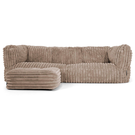 Canapé Pouf Albert 3 places - Velours Côtelé Ultra Pelucheux Vison 02