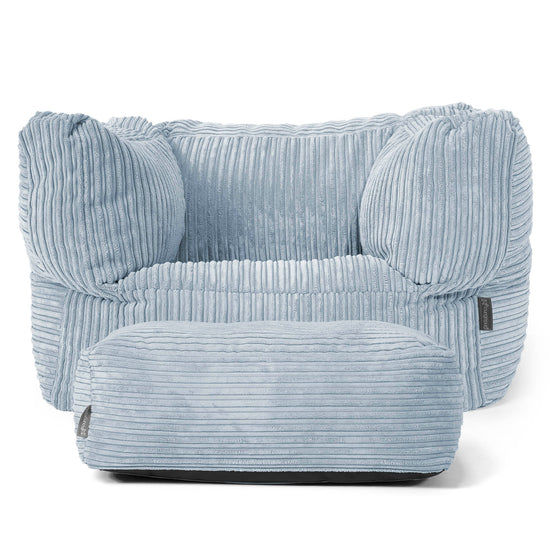 Albert Pouf Fauteuil Design - Côtelé Bébé Bleu 02
