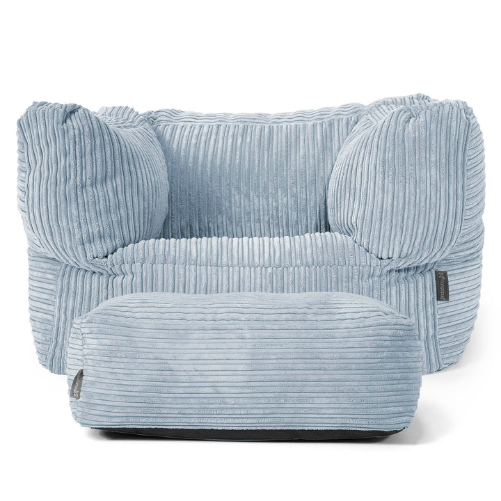 Albert Pouf Fauteuil Design - Côtelé Bébé Bleu 02